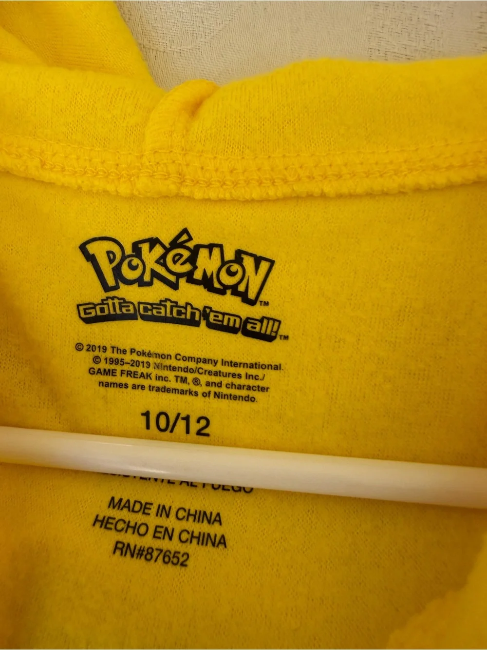 Pikachu Yellow Kids One-Piece Hoodie Pajamas